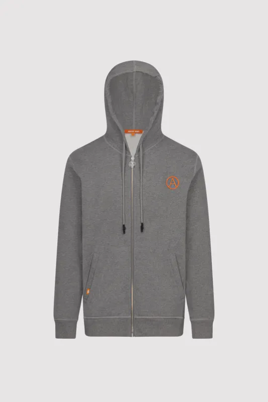 Men's Badge Zip Through Hoodie in Grey sold by Arctic Army