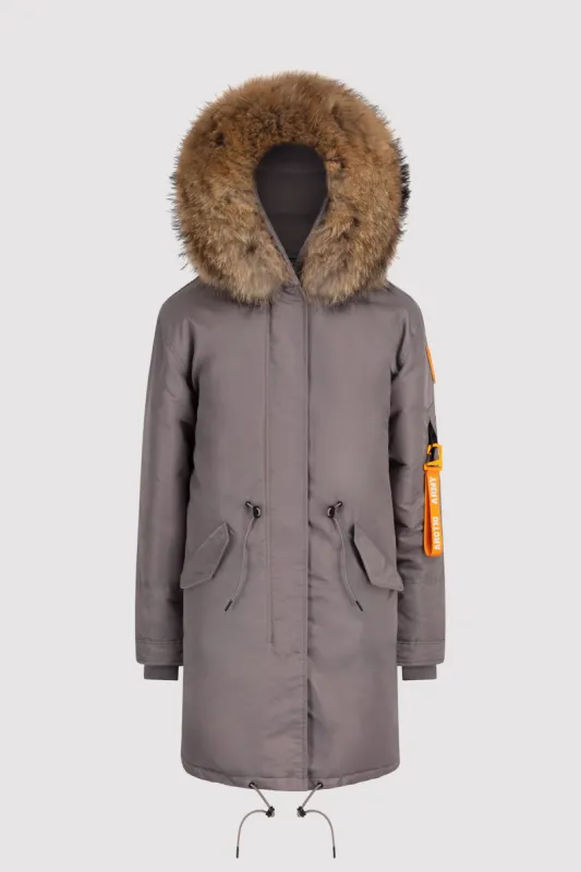 Women's Parka with Fur in Grey sold by Arctic Army