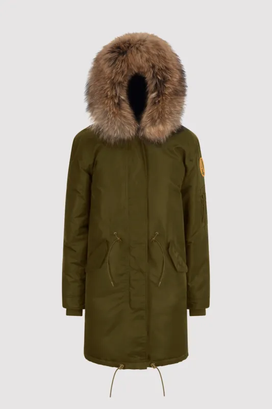 Women's Parka with Fur in Khaki sold by Arctic Army