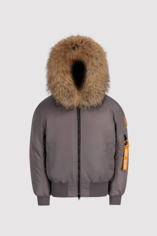 Men's Bomber with Fur in Grey sold by Arctic Army
