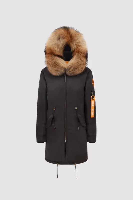 Women's Luxe Parka with Fur in Black sold by Arctic Army