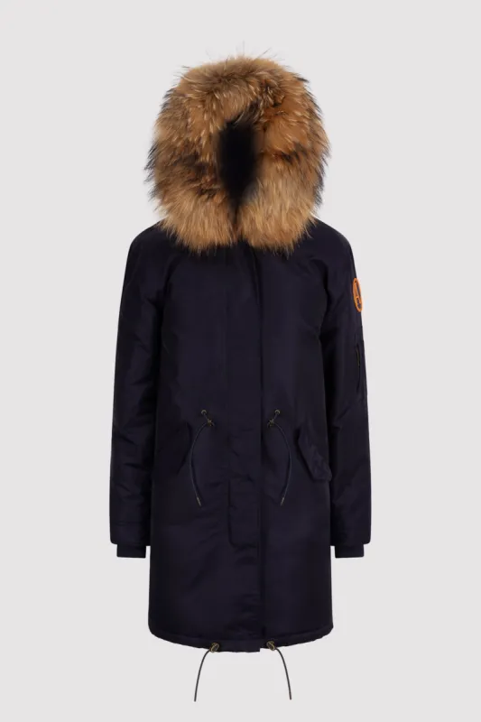 Men's Parka with Fur in Navy sold by Arctic Army