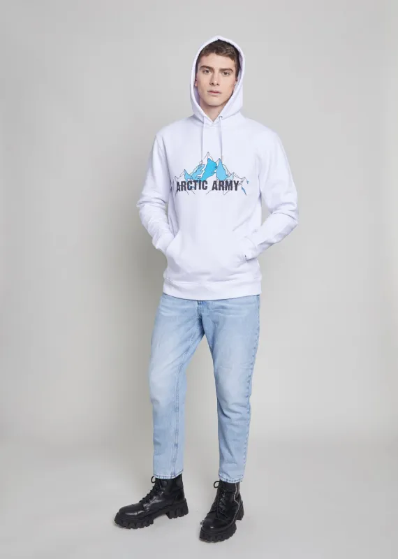 Men's Mountains Hoodie in White sold by Arctic Army