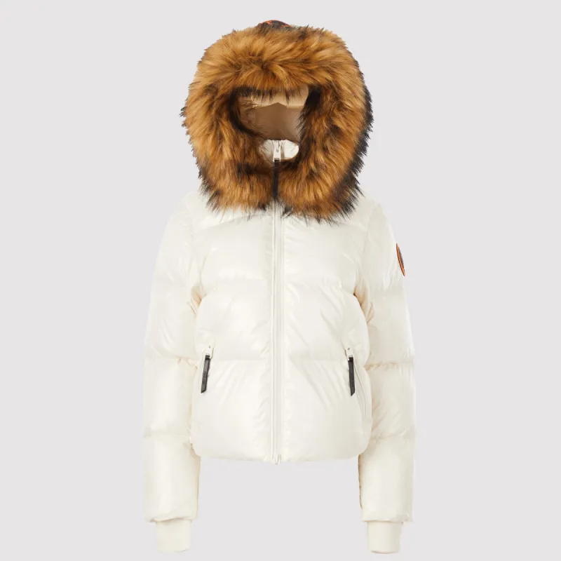 Women's Heavyweight Arctic Crop Puffer Jacket in White sold by Arctic Army