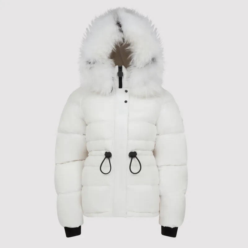 Women's London Puffer with Fur in White sold by Arctic Army