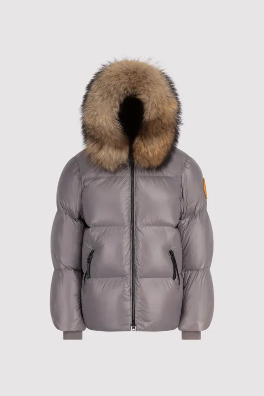 Women's Puffer with Fur in Grey sold by Arctic Army