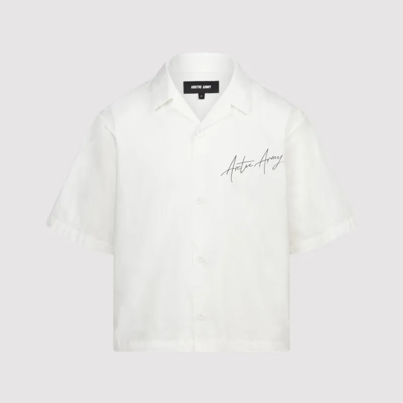Script Bowling Shirt in White sold by Arctic Army