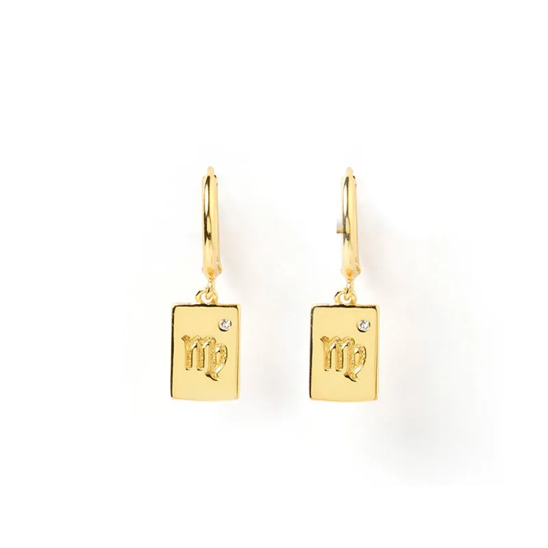 Zodiac Gold Tag Earrings sold by Arms Of Eve