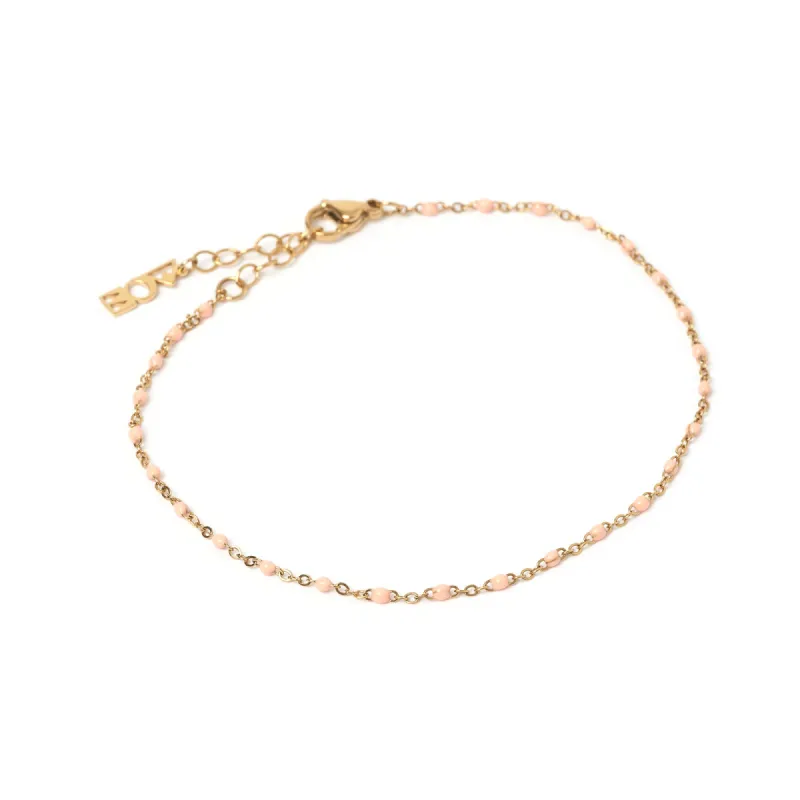 Peggy Gold and Enamel Anklet - Peach sold by Arms Of Eve
