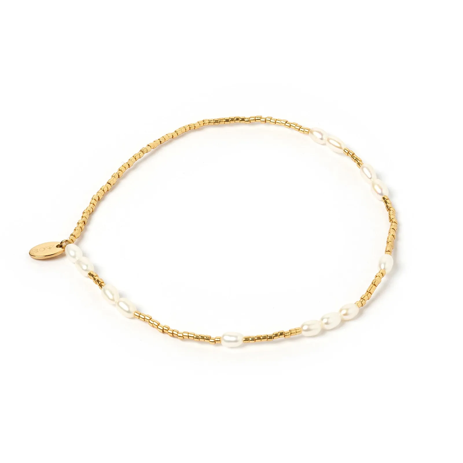 Poppy Pearl & Glass Beaded Anklet - Gold sold by Arms Of Eve
