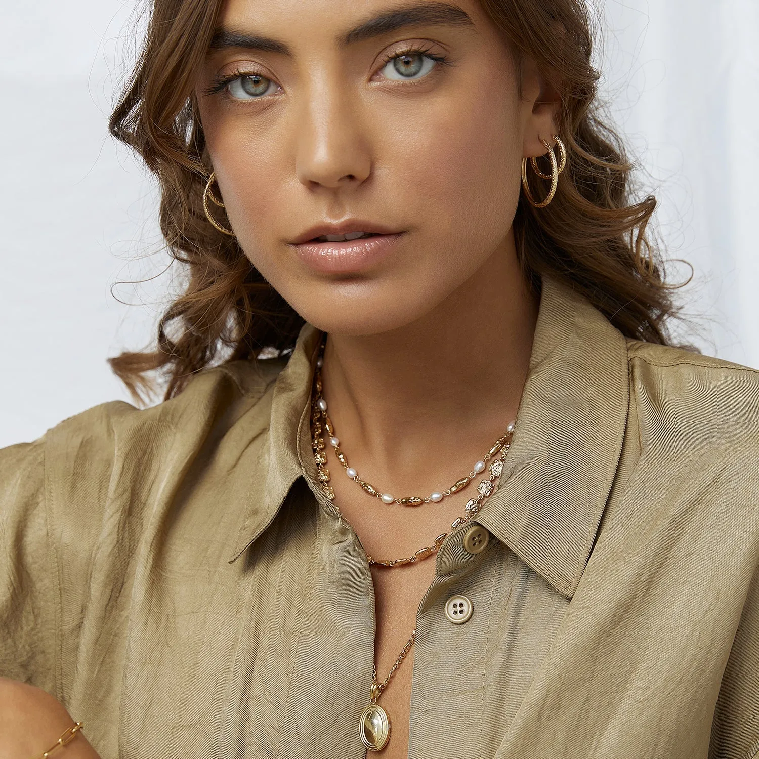 Arabella Gold Hoop Earrings sold by Arms Of Eve product image thumbnail 5