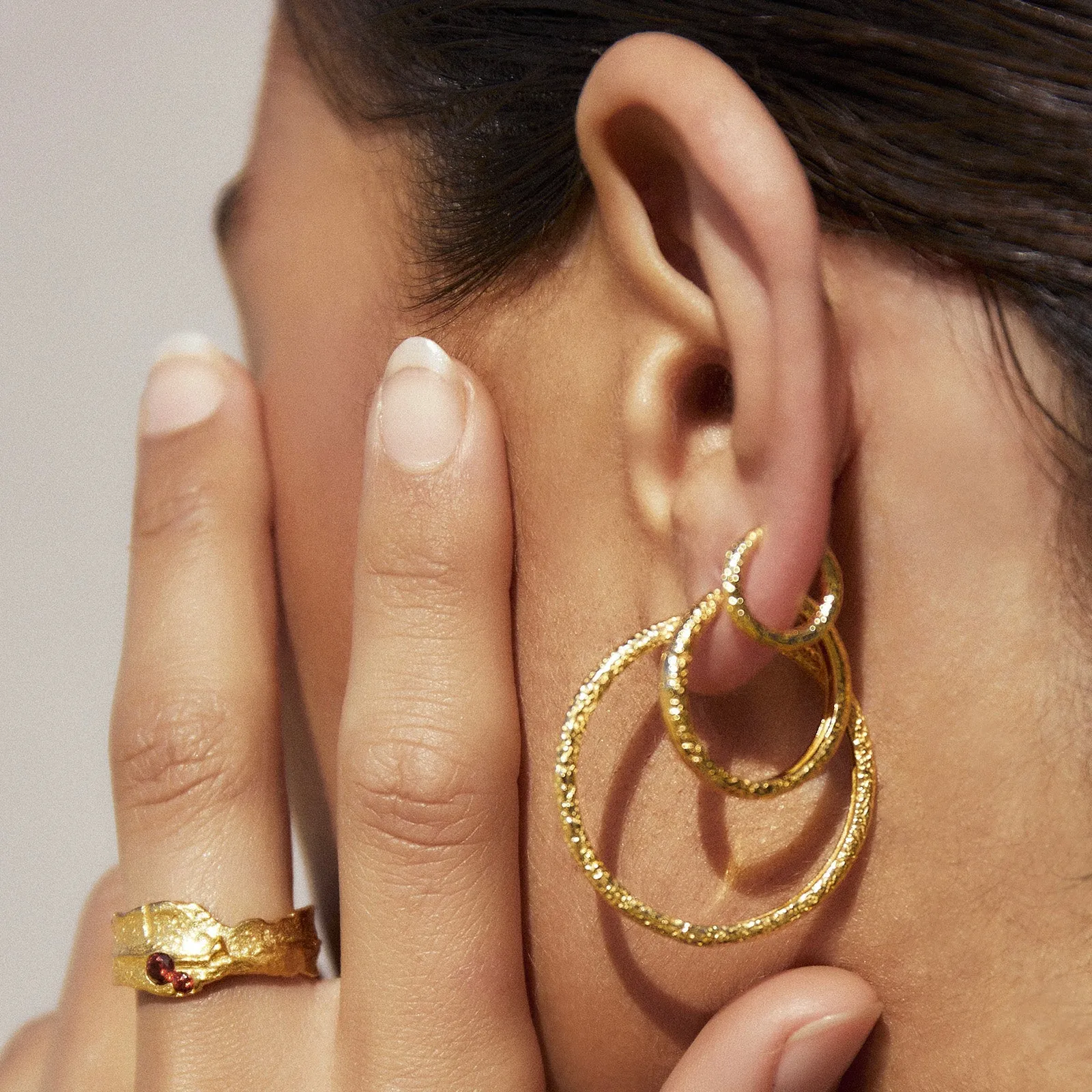 Arabella Gold Hoop Earrings sold by Arms Of Eve product image thumbnail 4