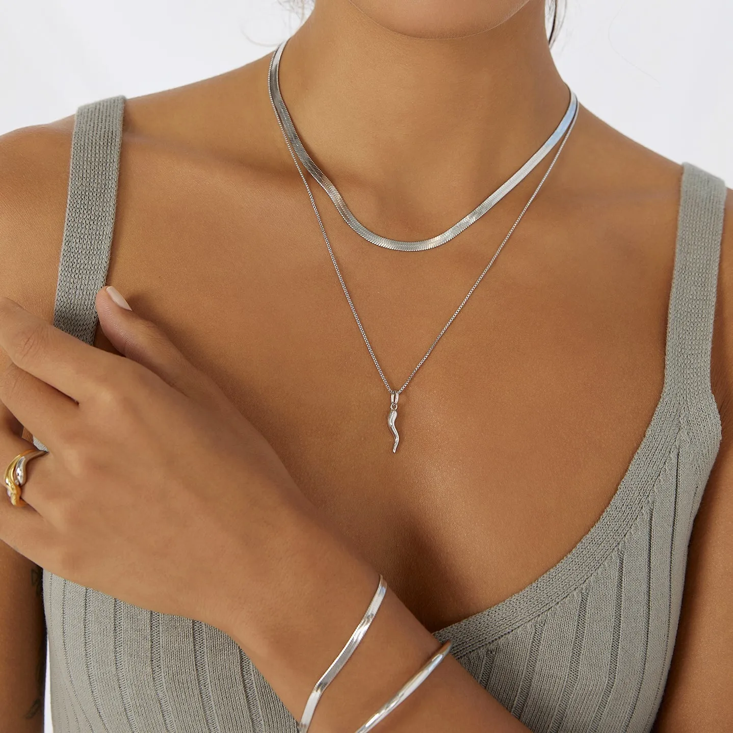 Cornicello Silver Charm Necklace sold by Arms Of Eve product image thumbnail 4