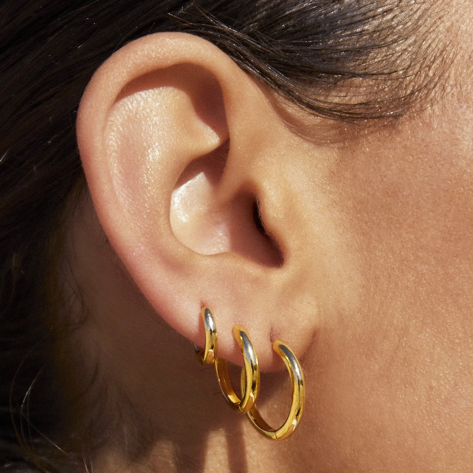 Smooth Hoop Earring Stack - Gold sold by Arms Of Eve product image thumbnail 2