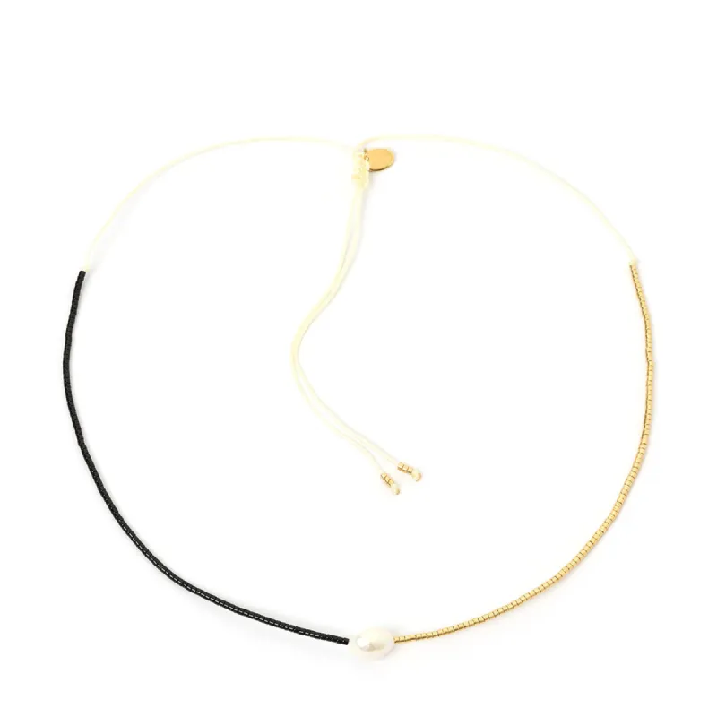 Matilda Two Toned Pearl & Glass Beaded Necklace - Black sold by Arms Of Eve