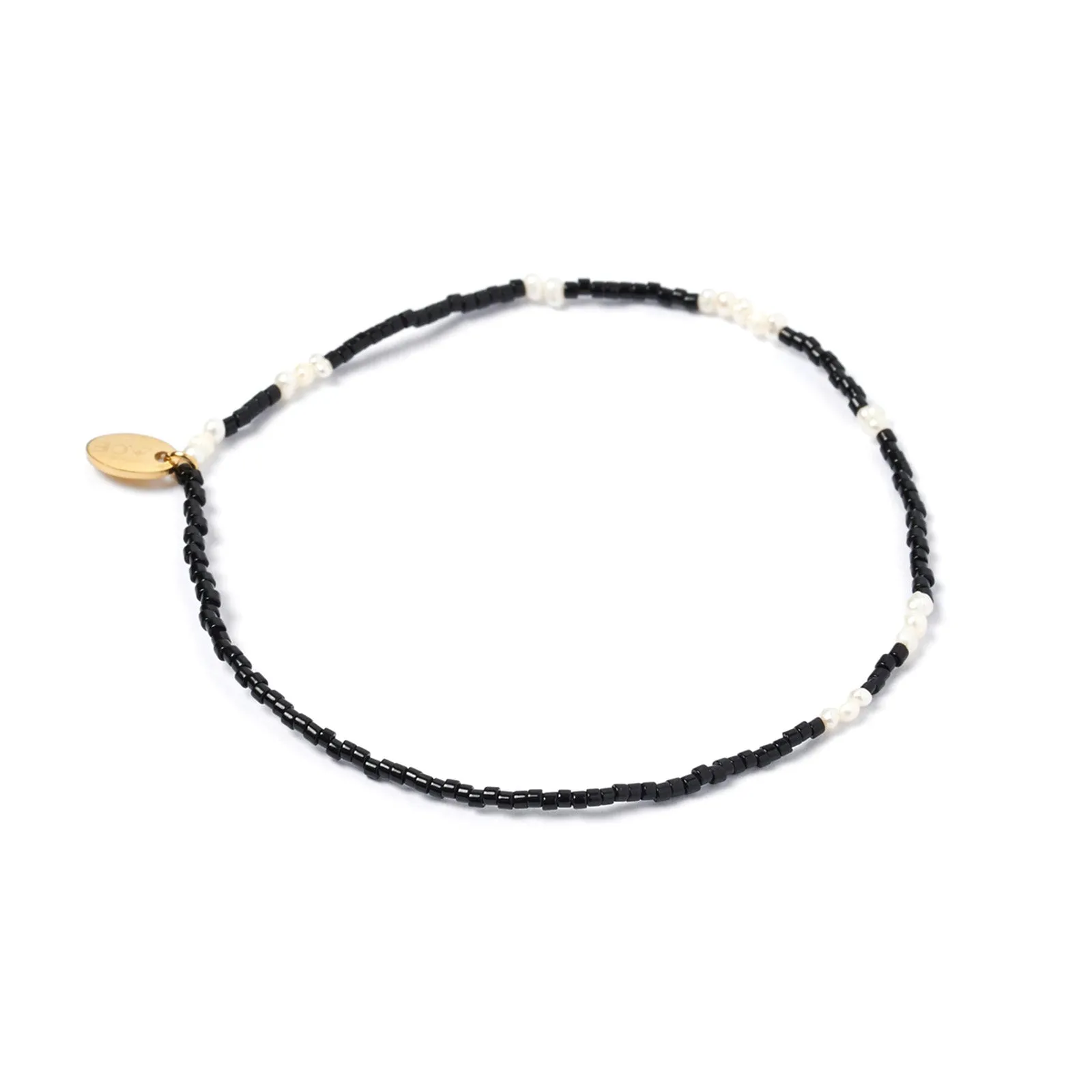 Poppy Pearl & Glass Beaded Anklet - Black sold by Arms Of Eve