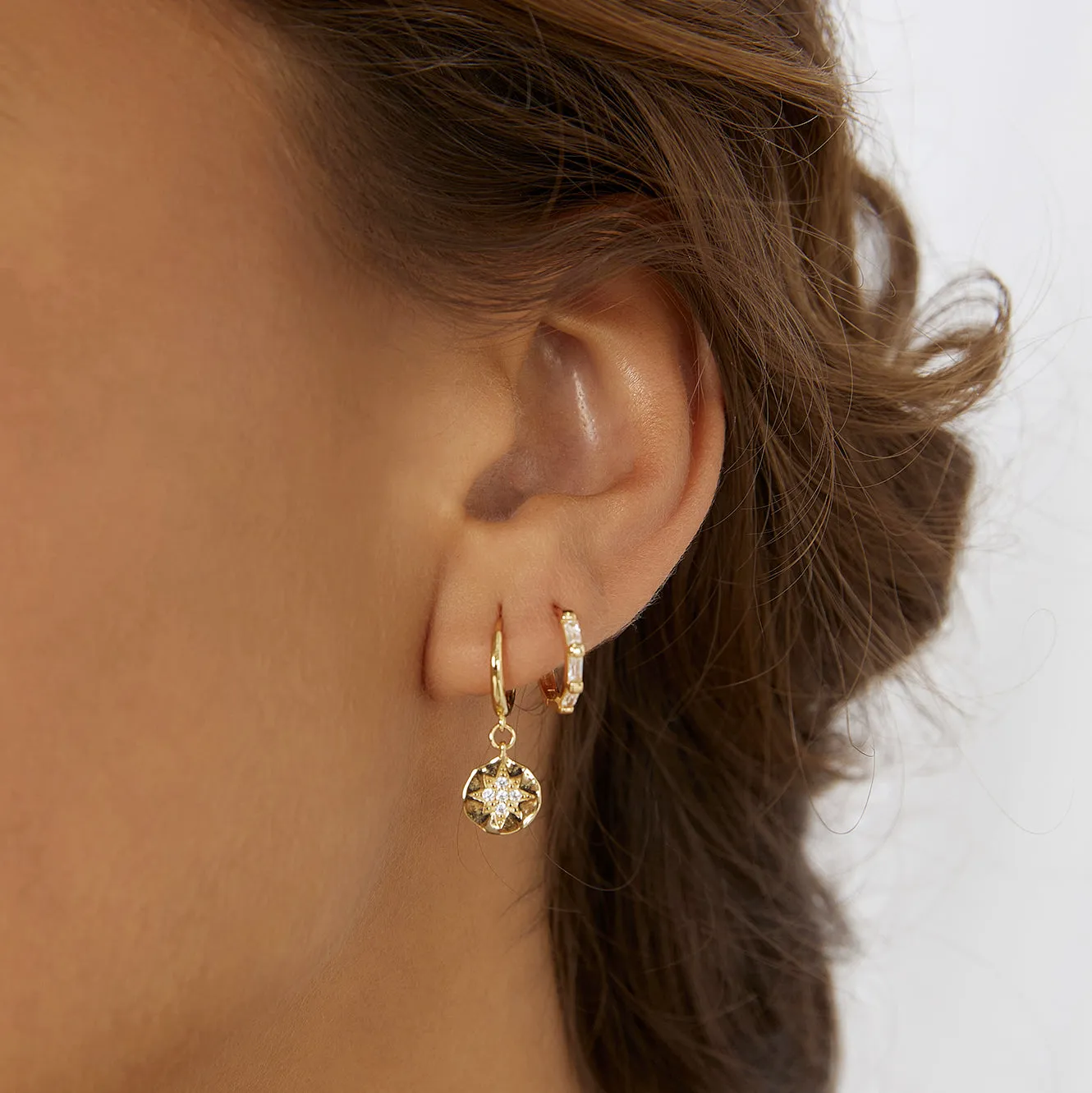 Holi Gold Huggie Earrings sold by Arms Of Eve product image thumbnail 2