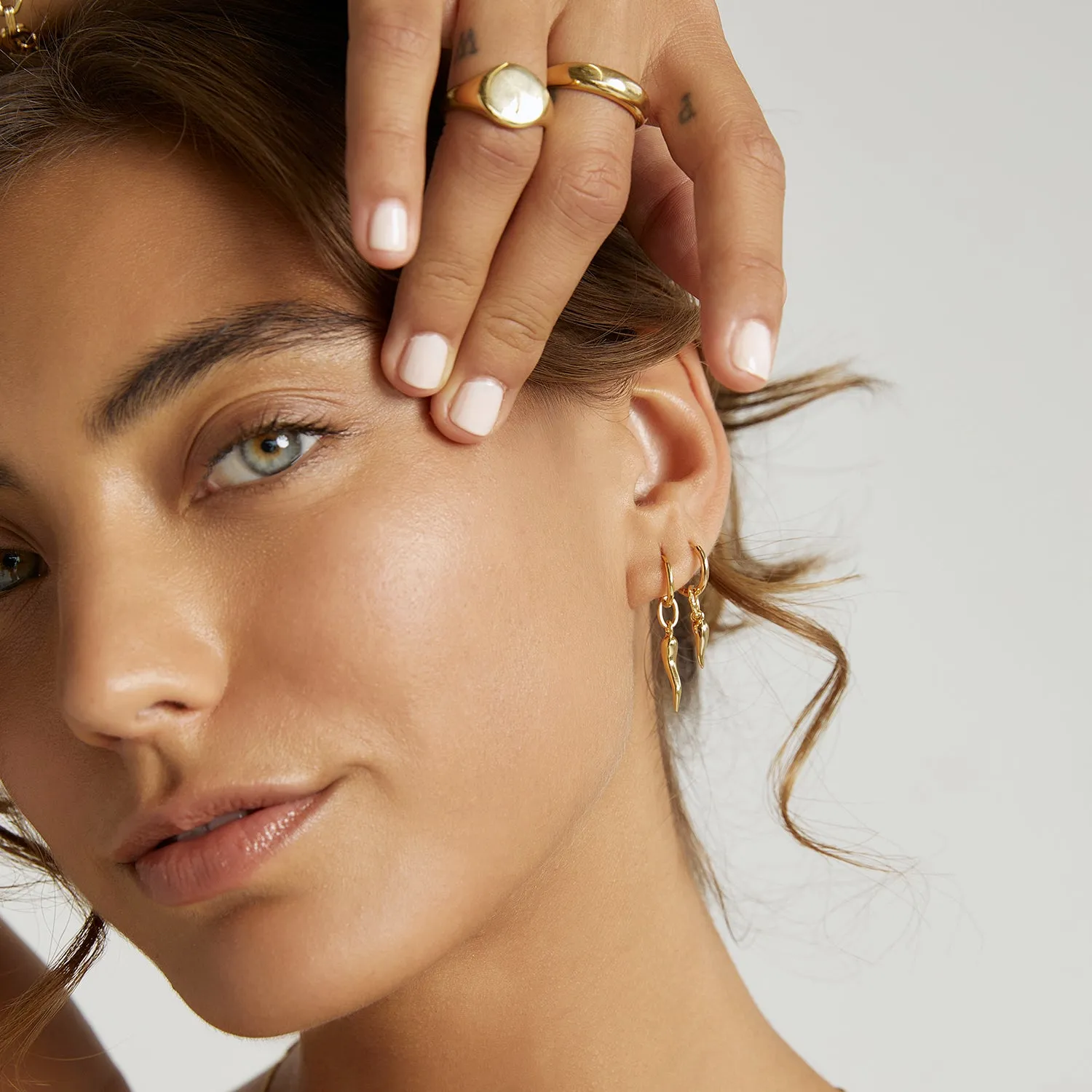 Cornicello Gold Charm Earrings - Large sold by Arms Of Eve product image thumbnail 3