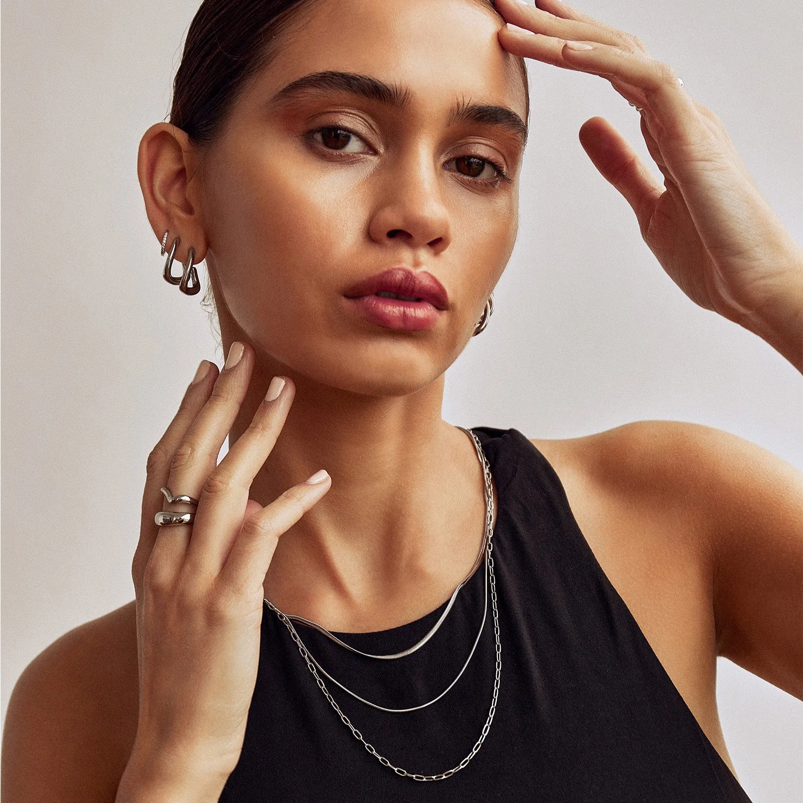 Amour Triple Silver Necklace sold by Arms Of Eve product image thumbnail 2