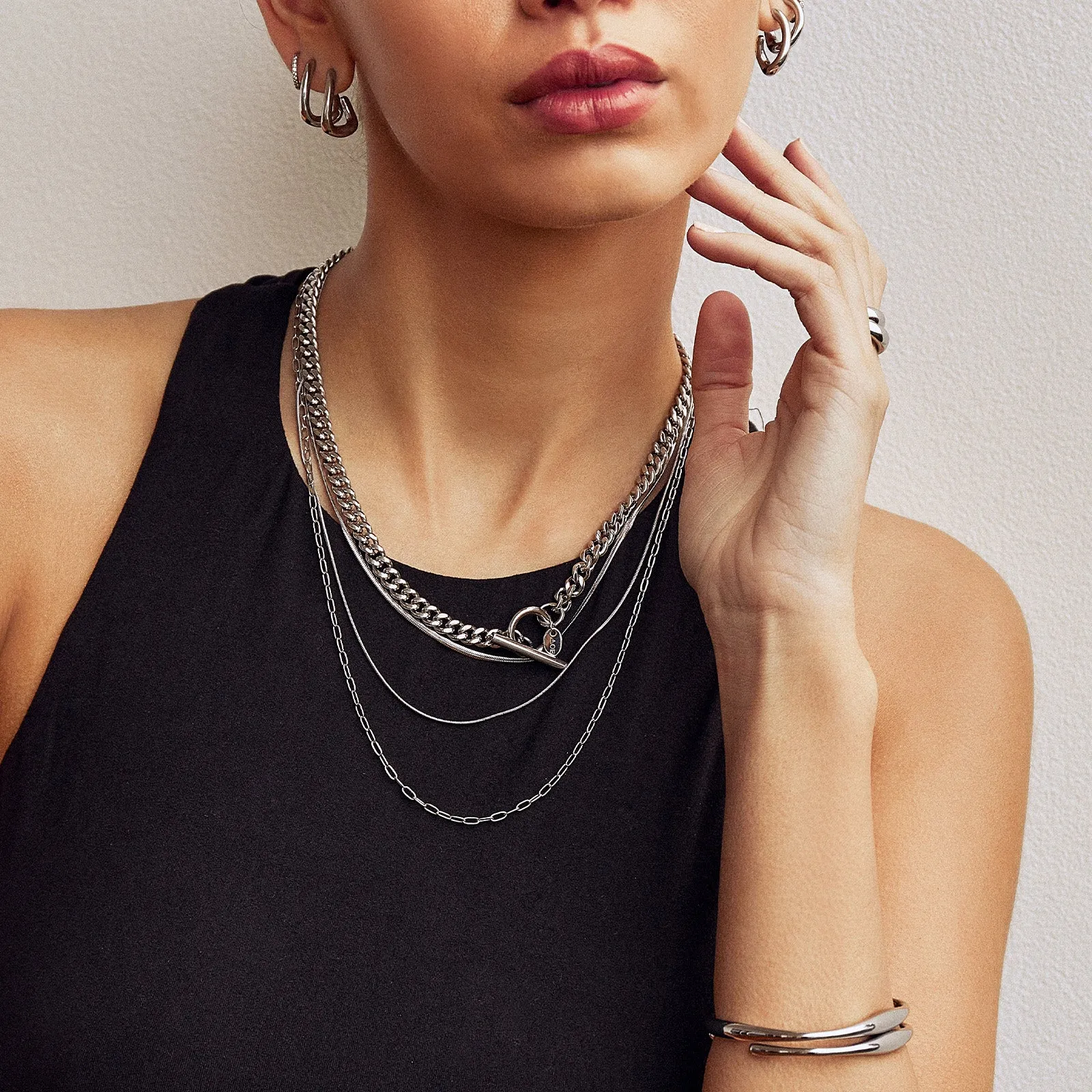 Amour Triple Silver Necklace sold by Arms Of Eve product image thumbnail 3