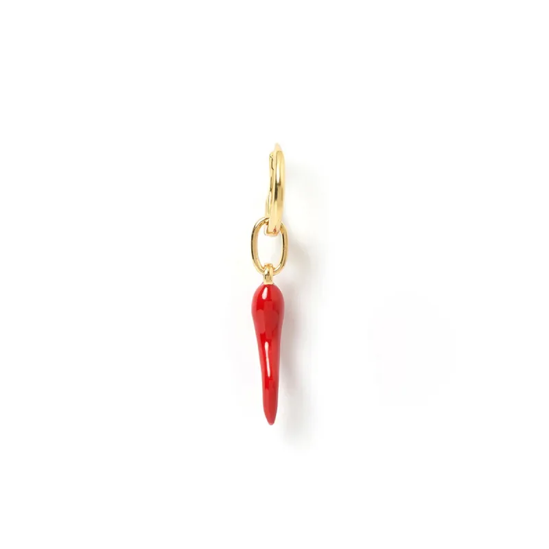 Cornicello Red Single Charm Earring sold by Arms Of Eve