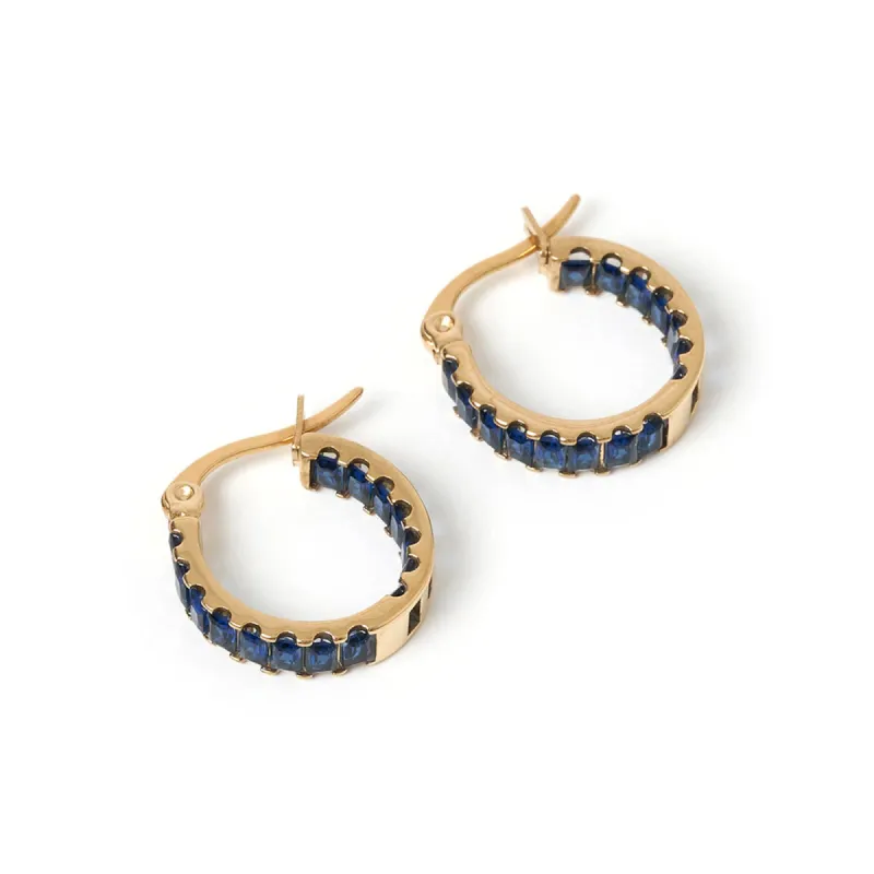 Magenta Gold Earrings - Sapphire sold by Arms Of Eve