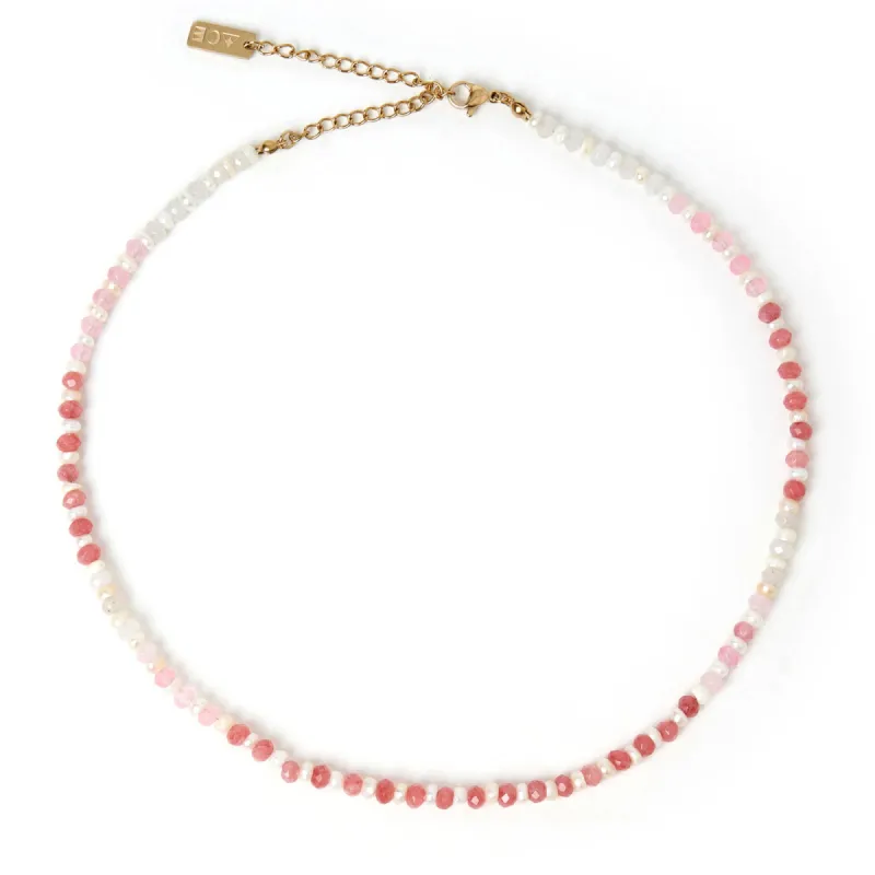 Bloom Pearl and Gemstone Necklace - Watermelon sold by Arms Of Eve