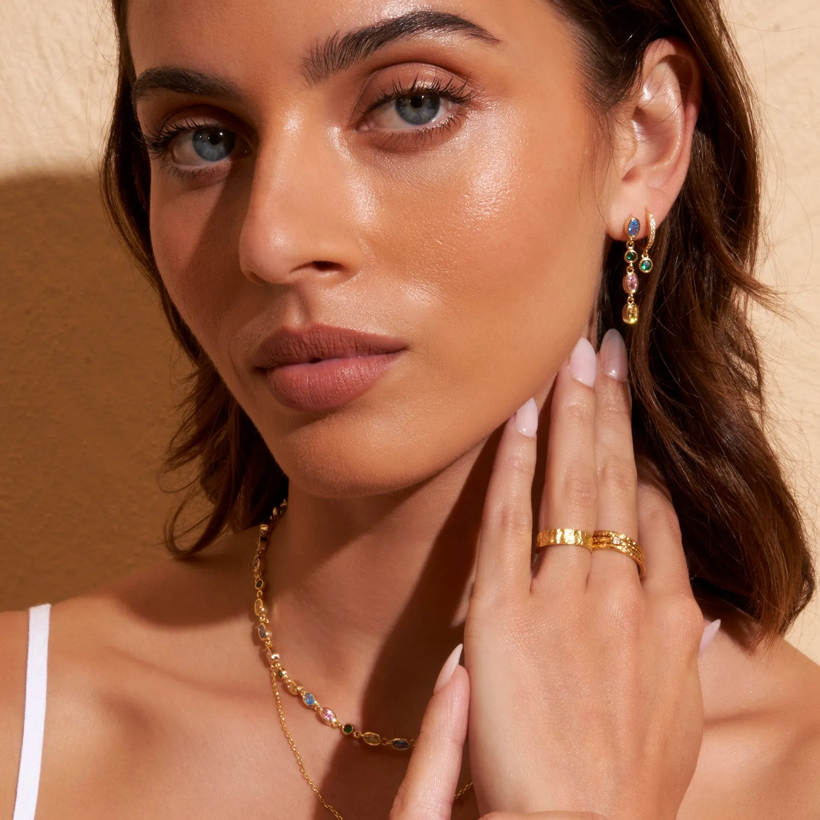 Isadora Gold Earrings - Multi Blue sold by Arms Of Eve product image thumbnail 3