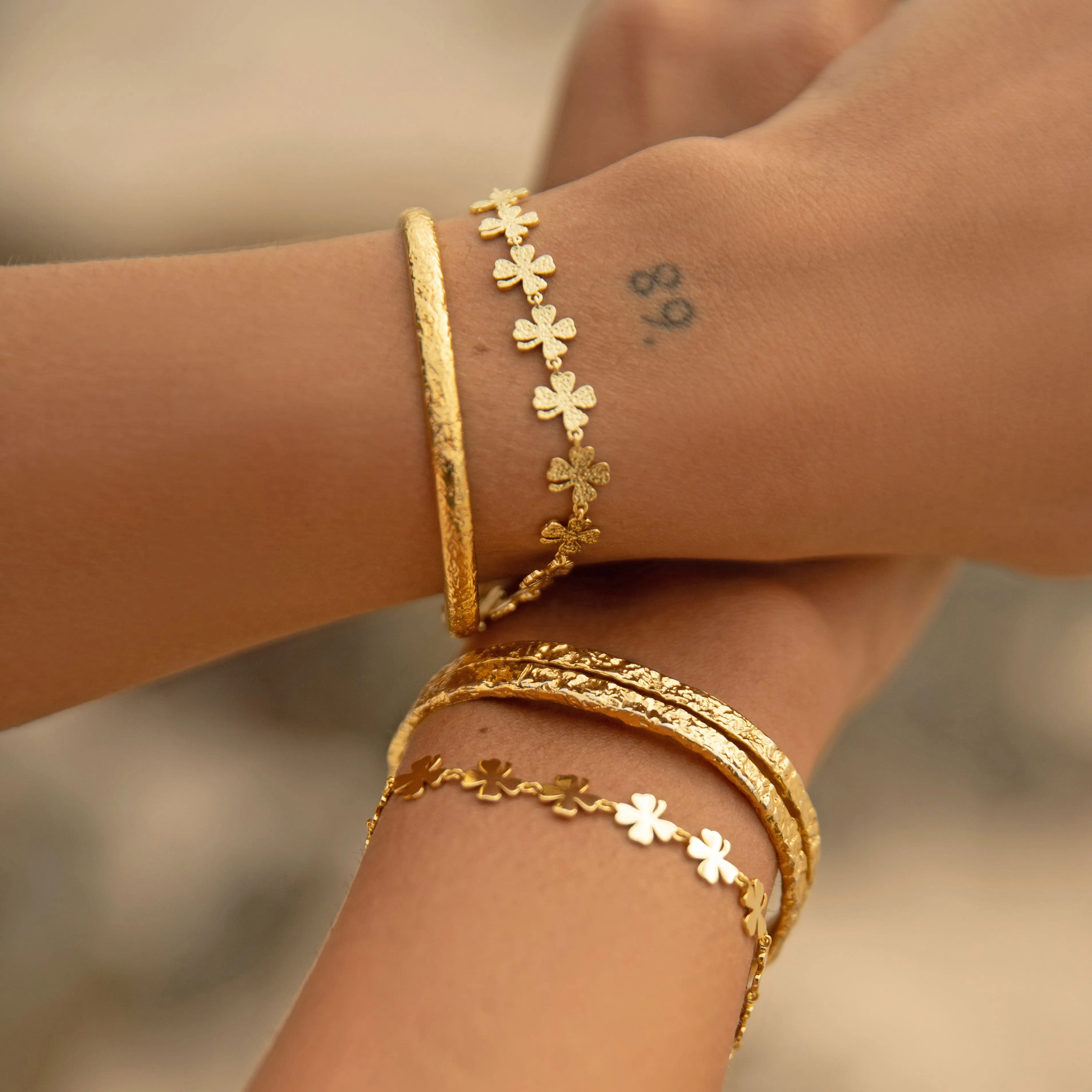 Lucky Charm Gold Clover Bracelet sold by Arms Of Eve product image thumbnail 2