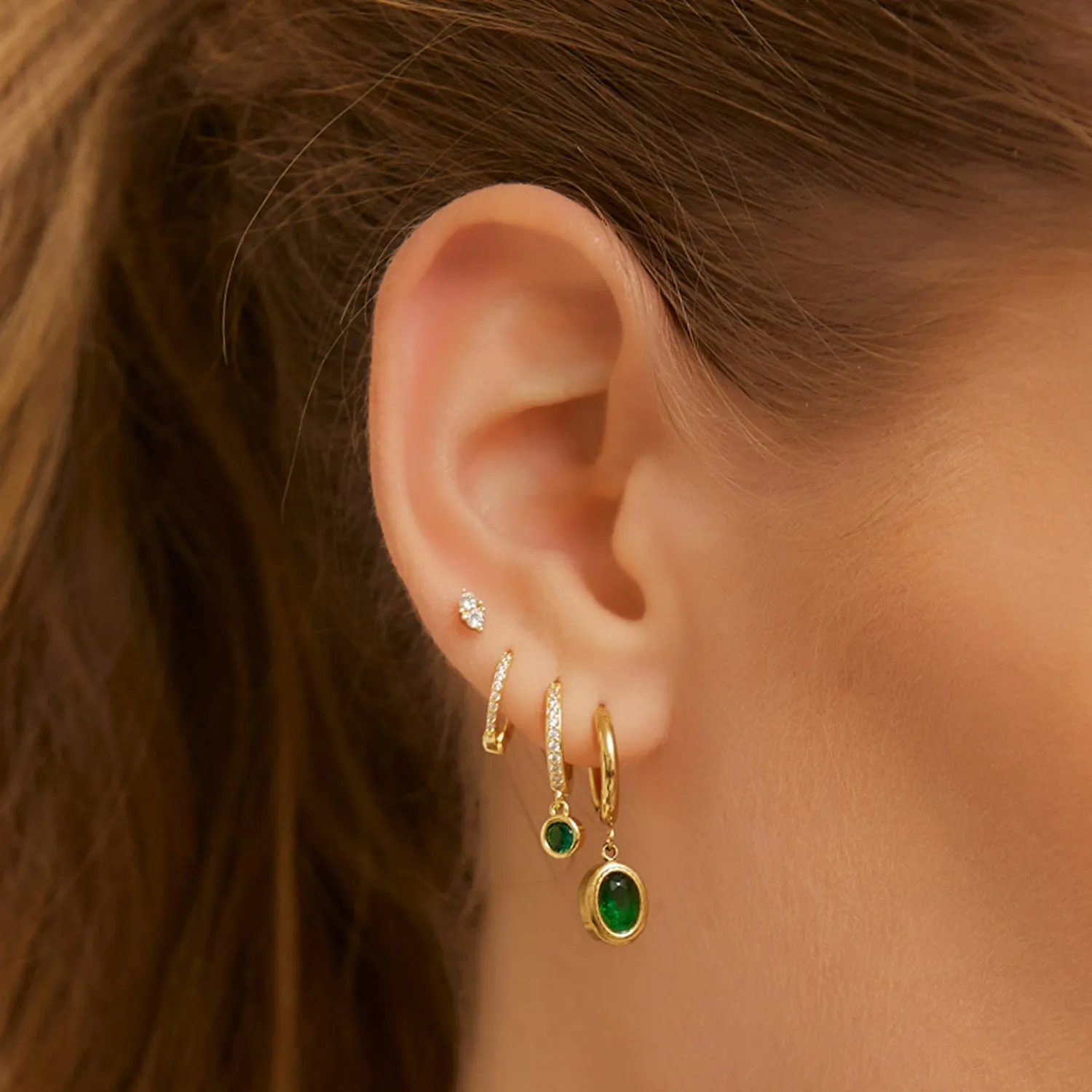 Rhodes Single Stacker Earring - Emerald sold by Arms Of Eve product image thumbnail 4