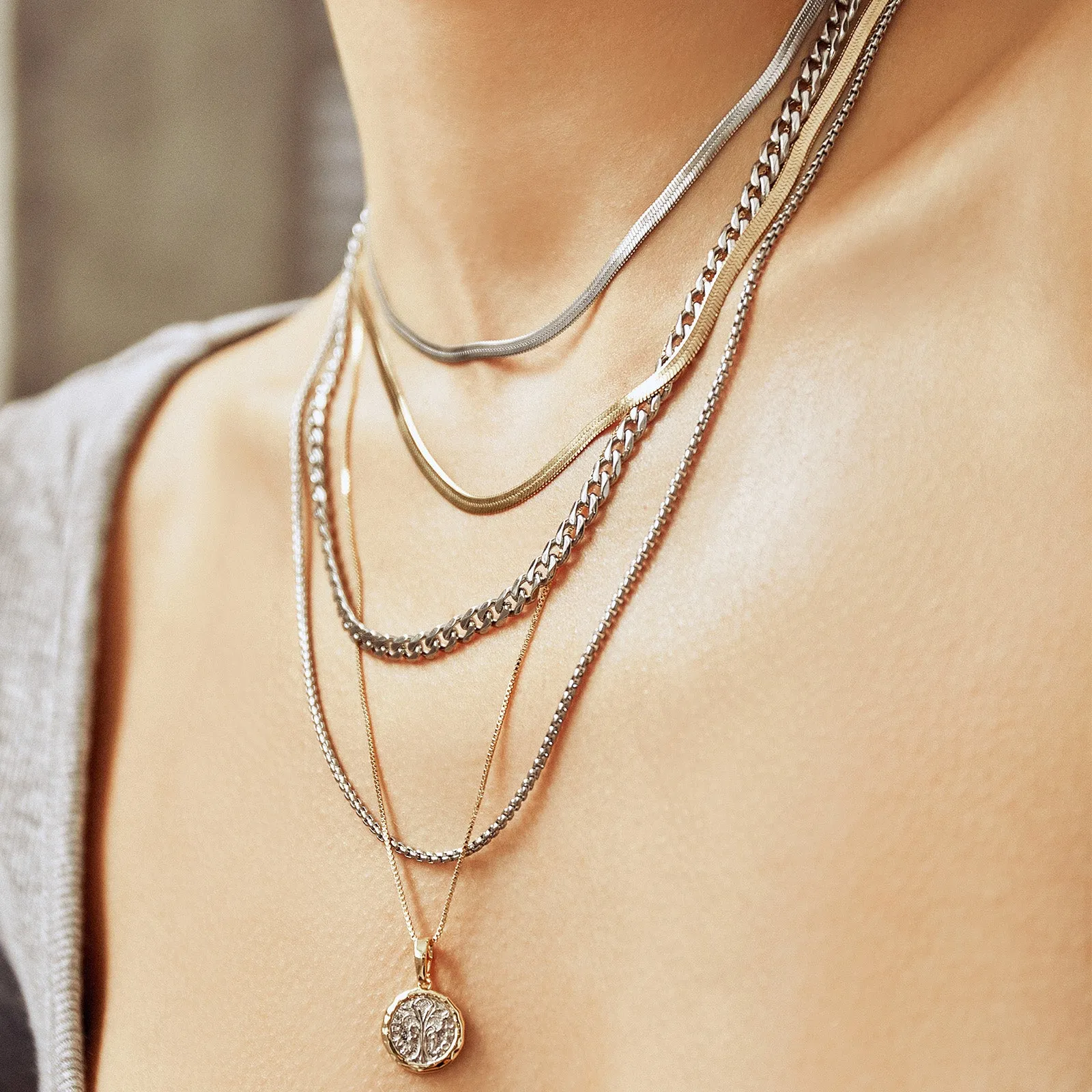 Jude Silver Chain Necklace sold by Arms Of Eve product image thumbnail 4