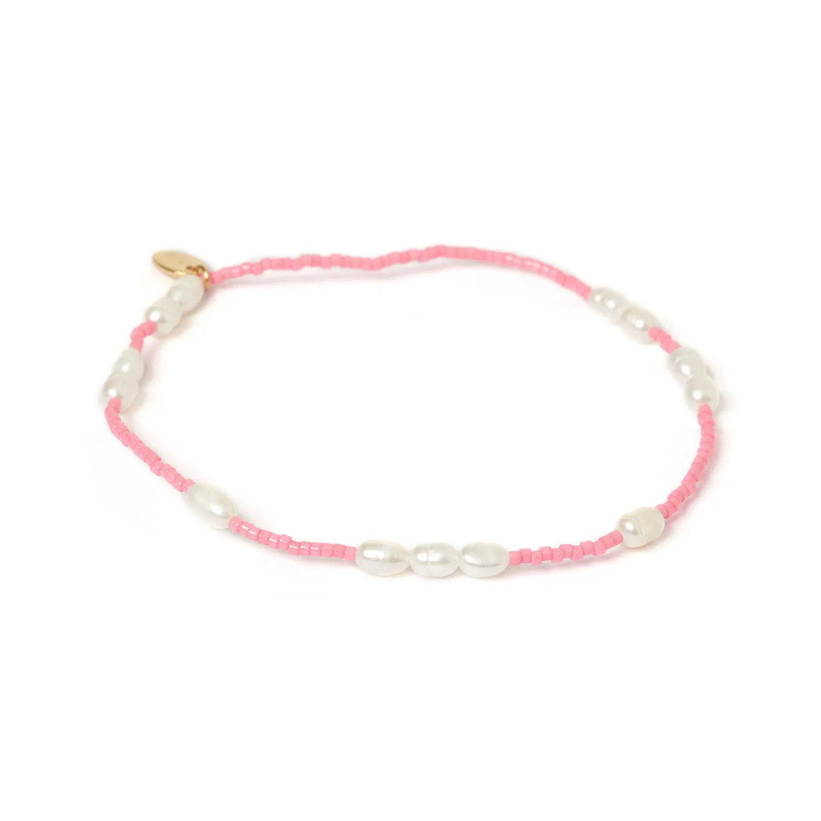 Poppy Pearl & Glass Beaded Anklet - Pink sold by Arms Of Eve