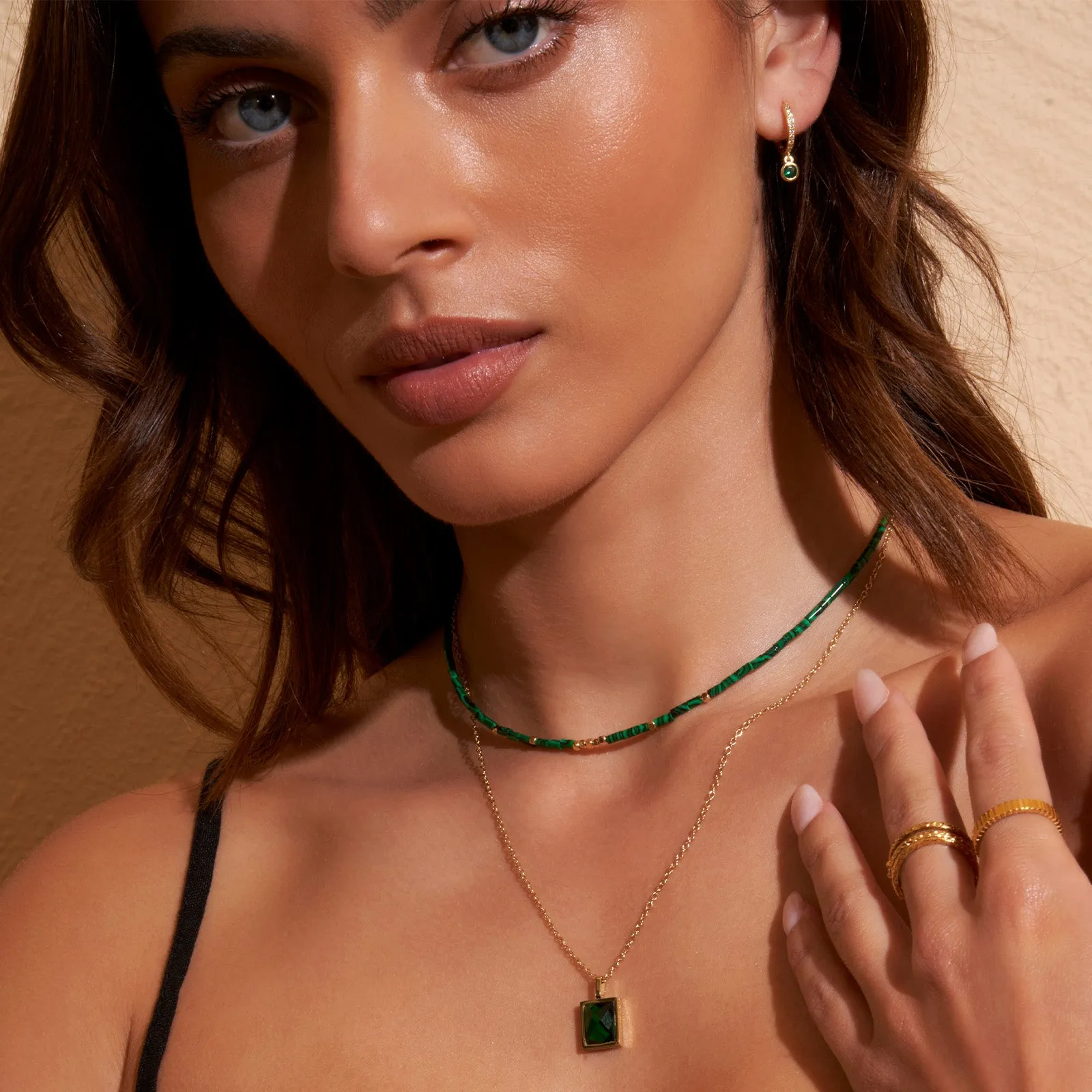 Rhodes Gold Earrings - Emerald sold by Arms Of Eve product image thumbnail 5