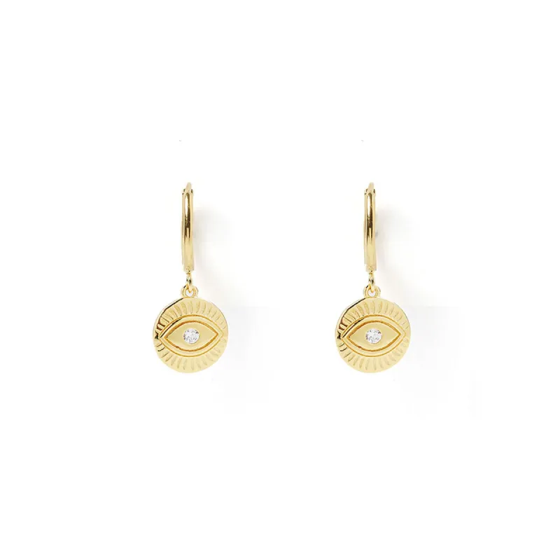Protective Eye Gold Hoop Huggies sold by Arms Of Eve