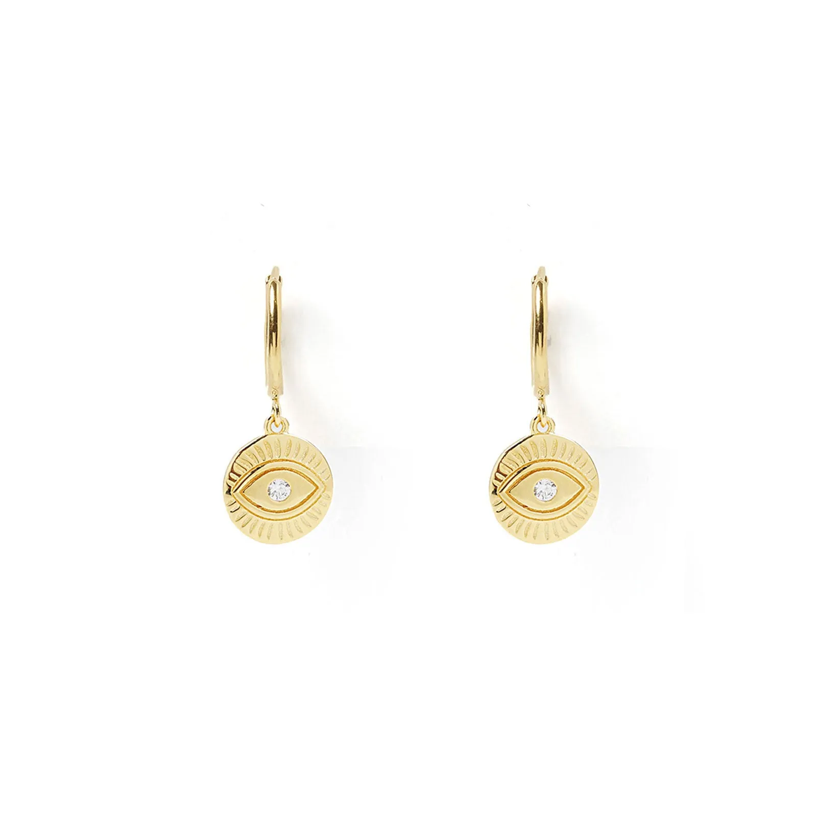 Protective Eye Gold Hoop Huggies sold by Arms Of Eve