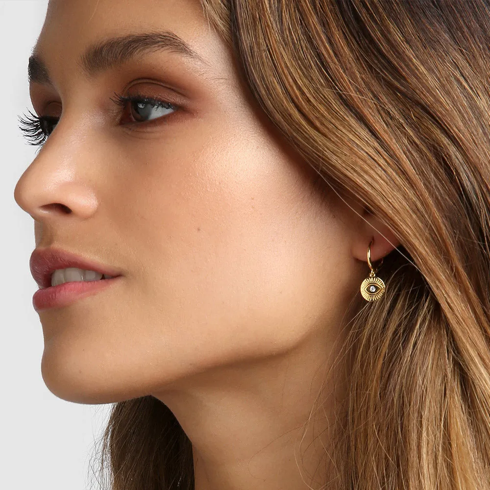 Protective Eye Gold Hoop Huggies sold by Arms Of Eve product image thumbnail 2