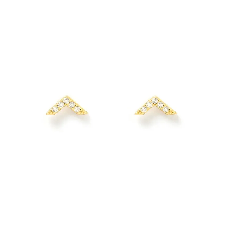 Arrow Gold and Zircon Stud Earrings sold by Arms Of Eve