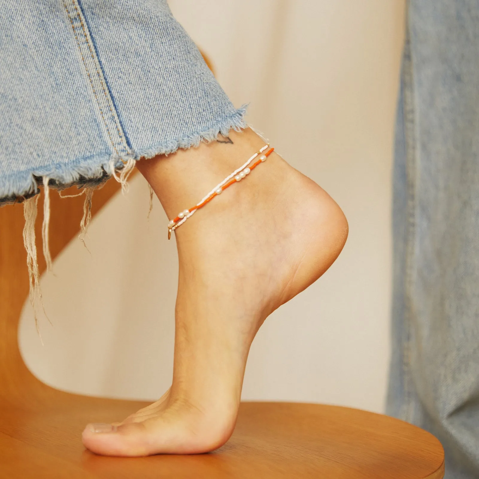 Poppy Anklet Stack - Orange sold by Arms Of Eve product image thumbnail 2