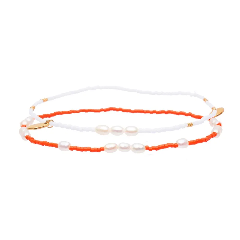 Poppy Anklet Stack - Orange sold by Arms Of Eve