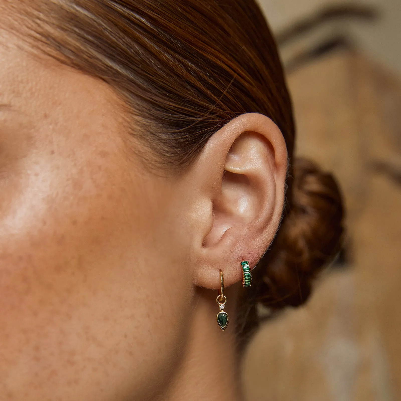 Khloe Gold Earrings - Emerald sold by Arms Of Eve product image thumbnail 2