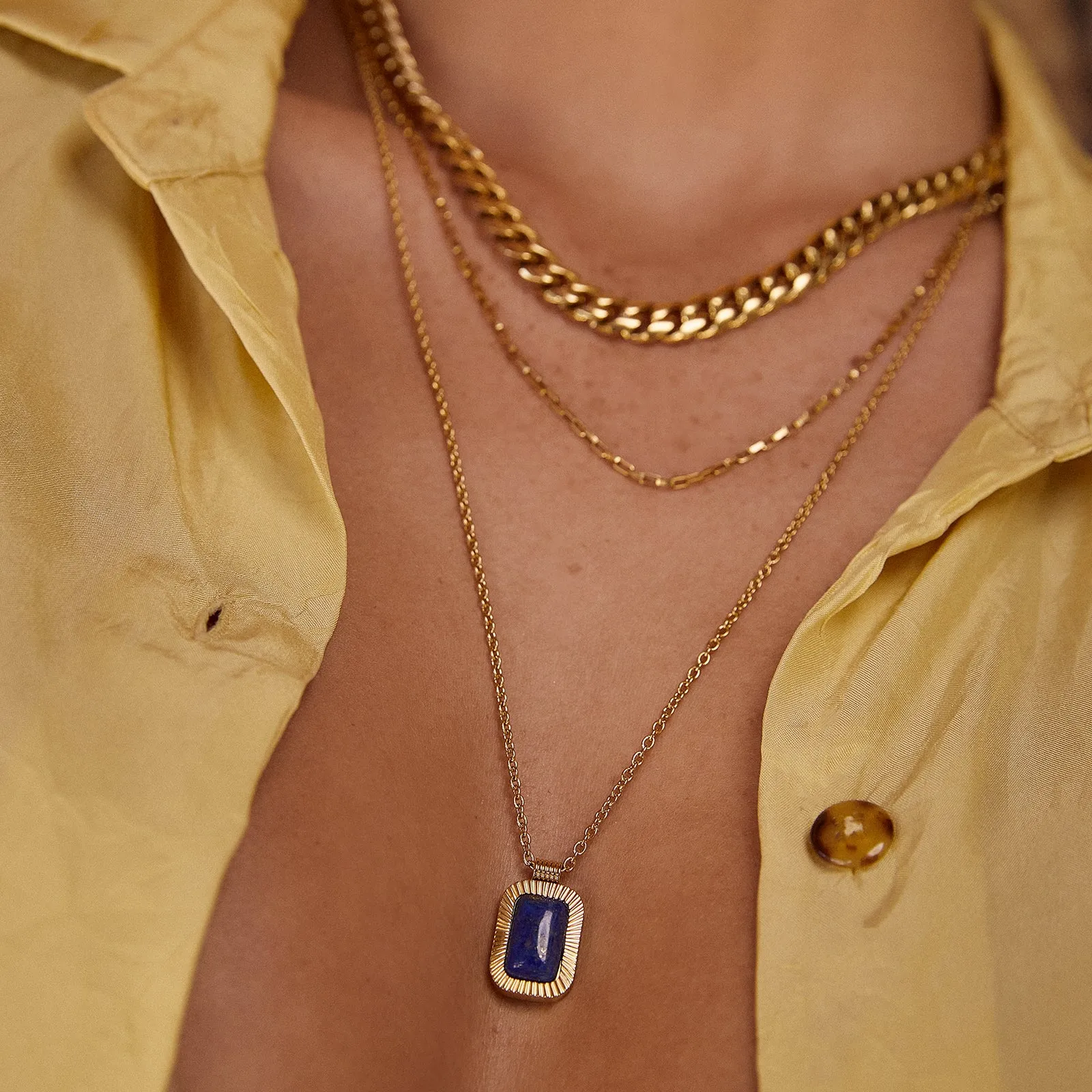 Teo Gold Necklace - Lapis sold by Arms Of Eve product image thumbnail 2