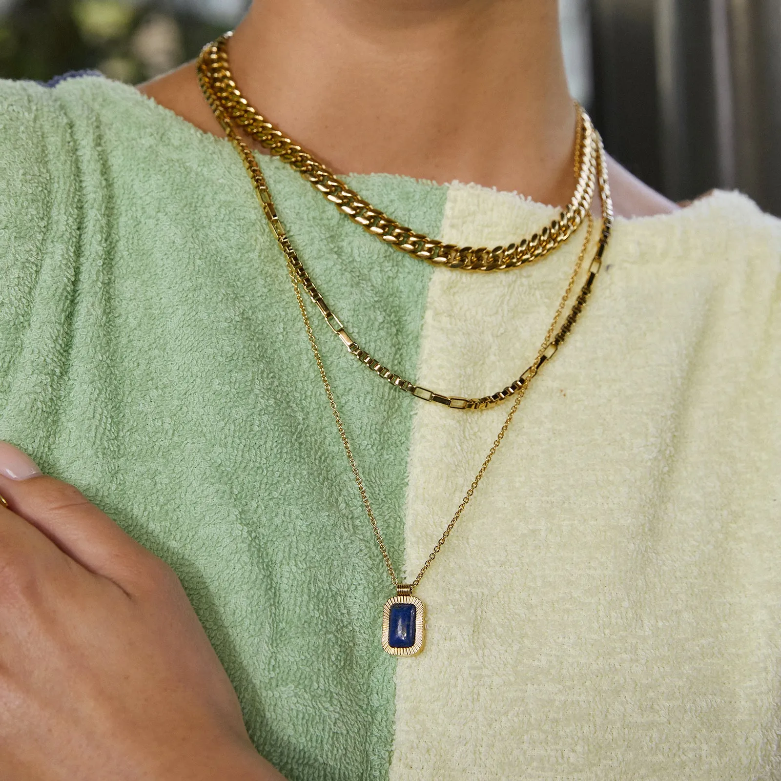 Teo Gold Necklace - Lapis sold by Arms Of Eve product image thumbnail 5