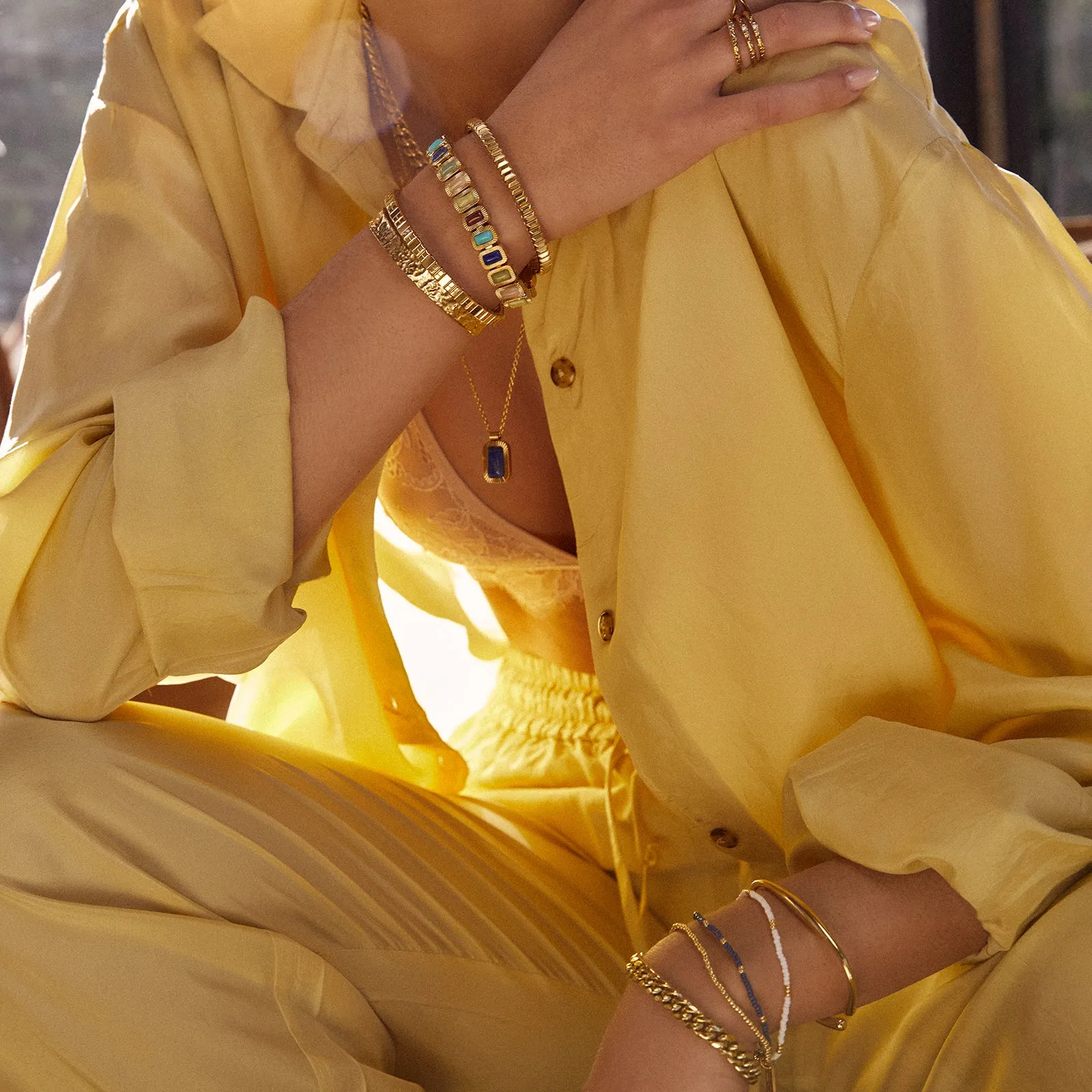 Teo Gold Necklace - Lapis sold by Arms Of Eve product image thumbnail 4