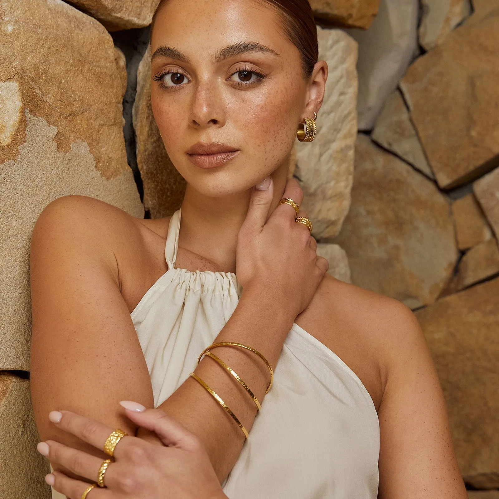 Archie Double Gold Bracelet Stack sold by Arms Of Eve product image thumbnail 2