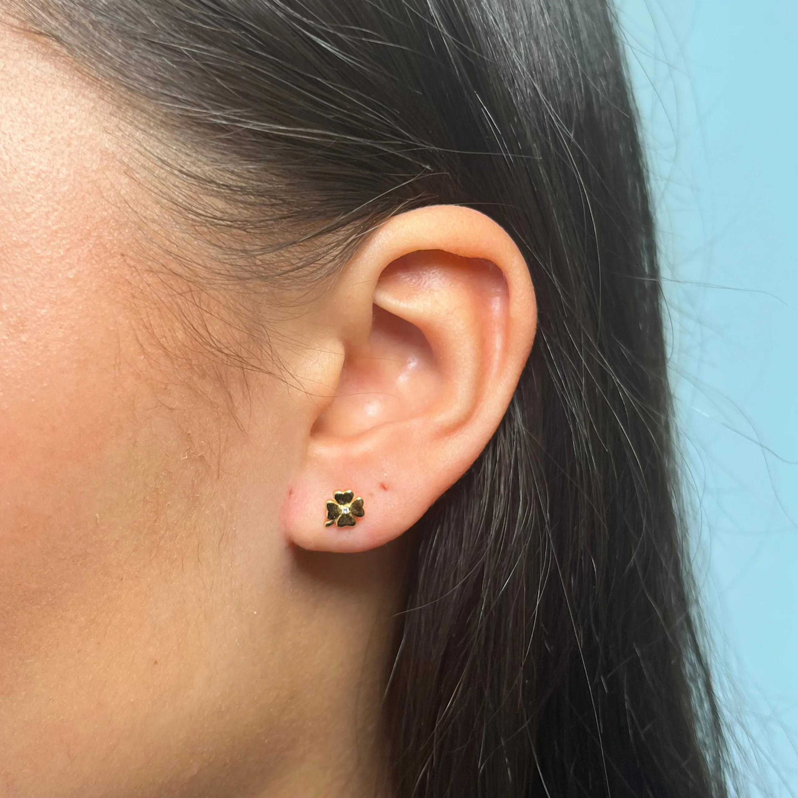 Four Leaf Clover Gold Single Stud sold by Arms Of Eve product image thumbnail 3