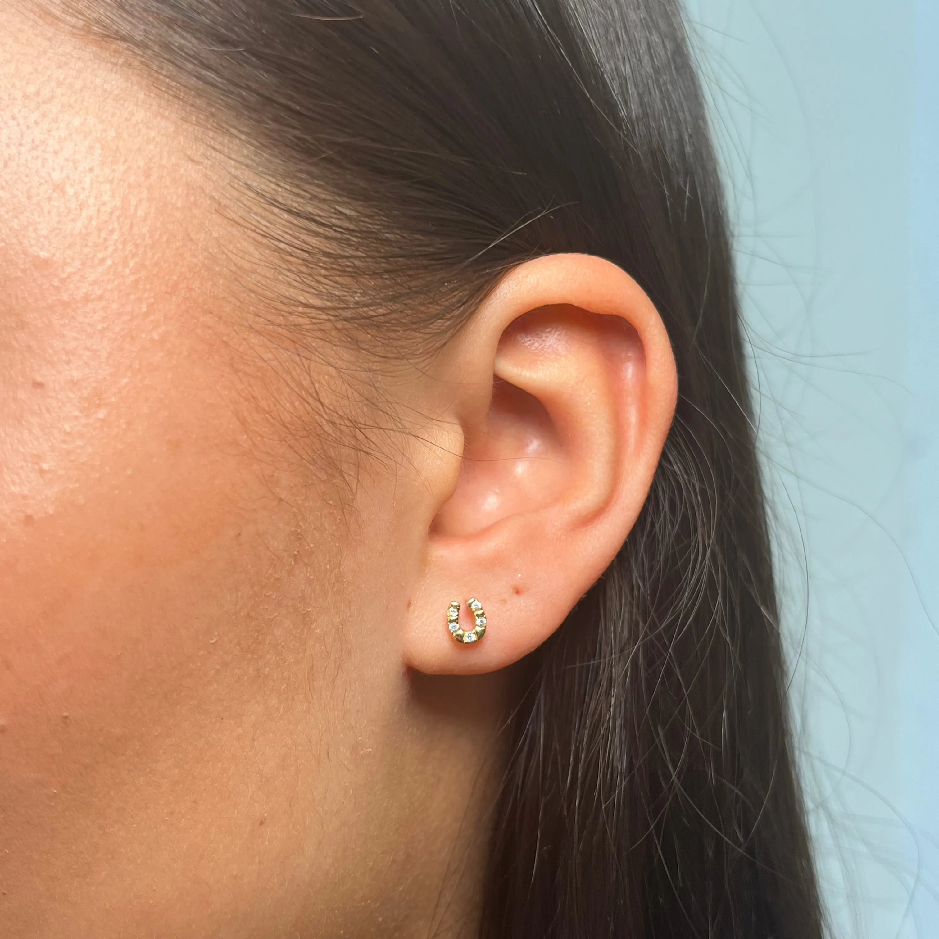 Lucky Horseshoe Gold Studs sold by Arms Of Eve product image thumbnail 3