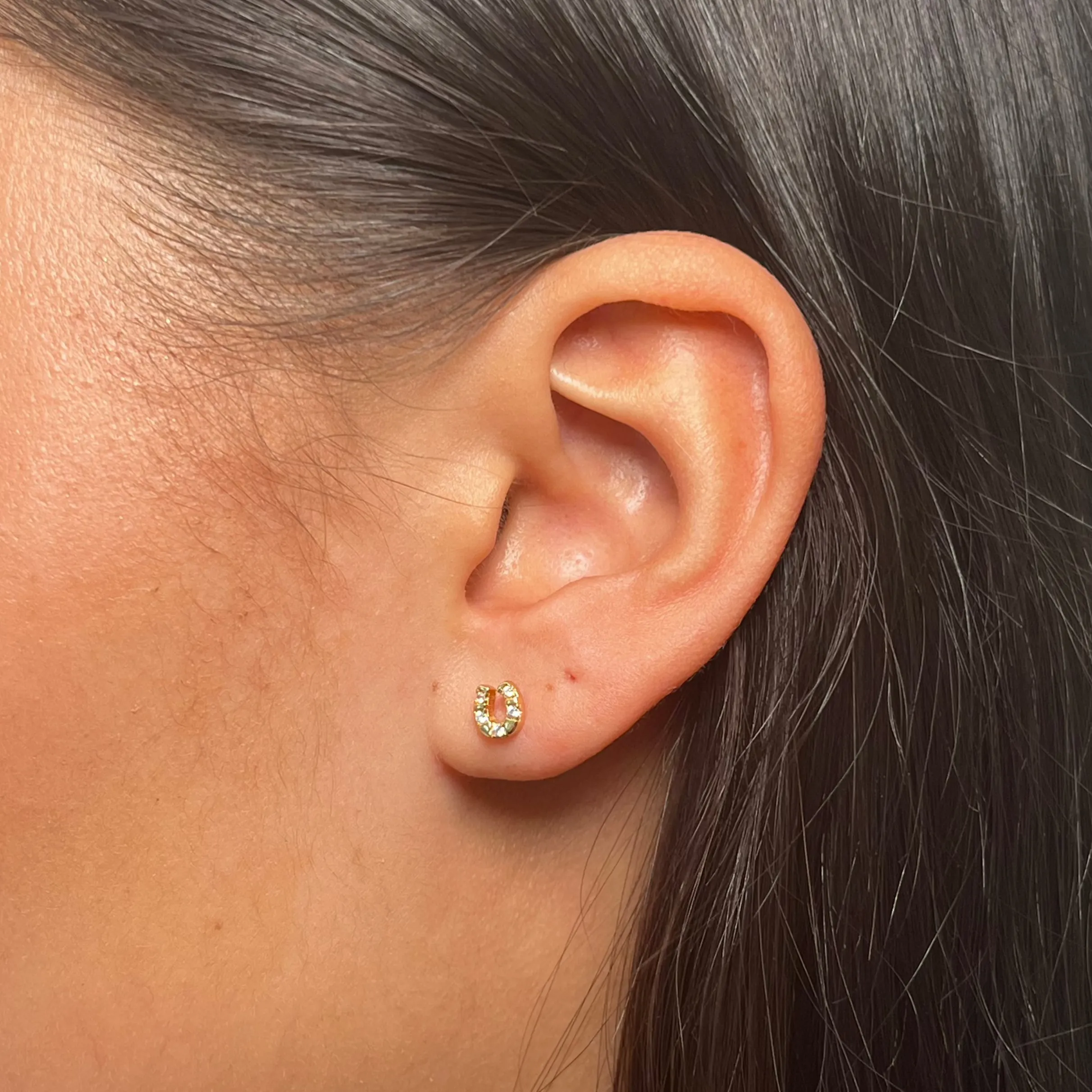 Lucky Horseshoe Gold Studs sold by Arms Of Eve product image thumbnail 2