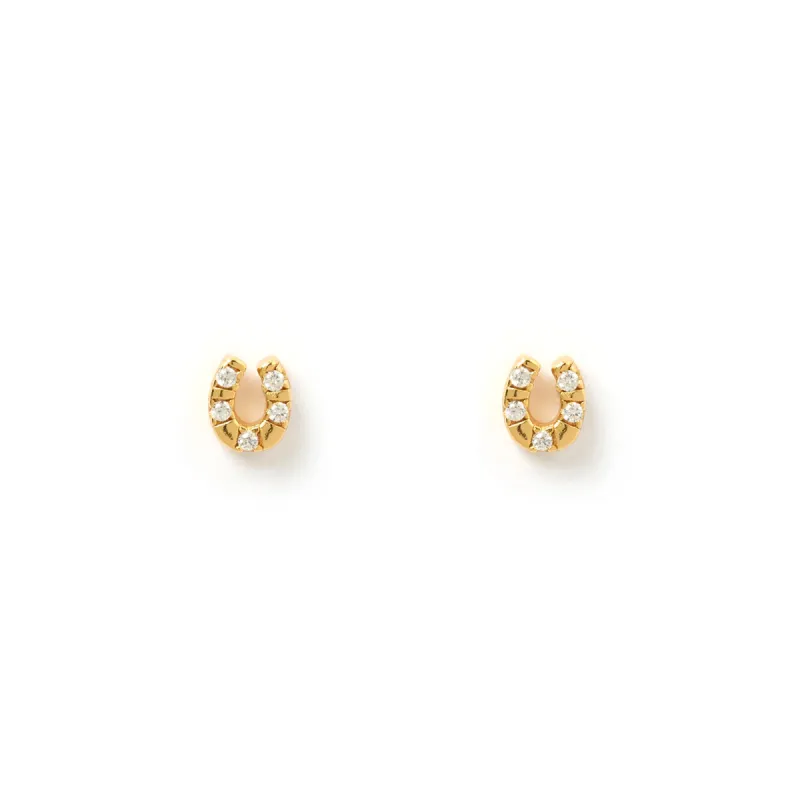 Lucky Horseshoe Gold Studs sold by Arms Of Eve
