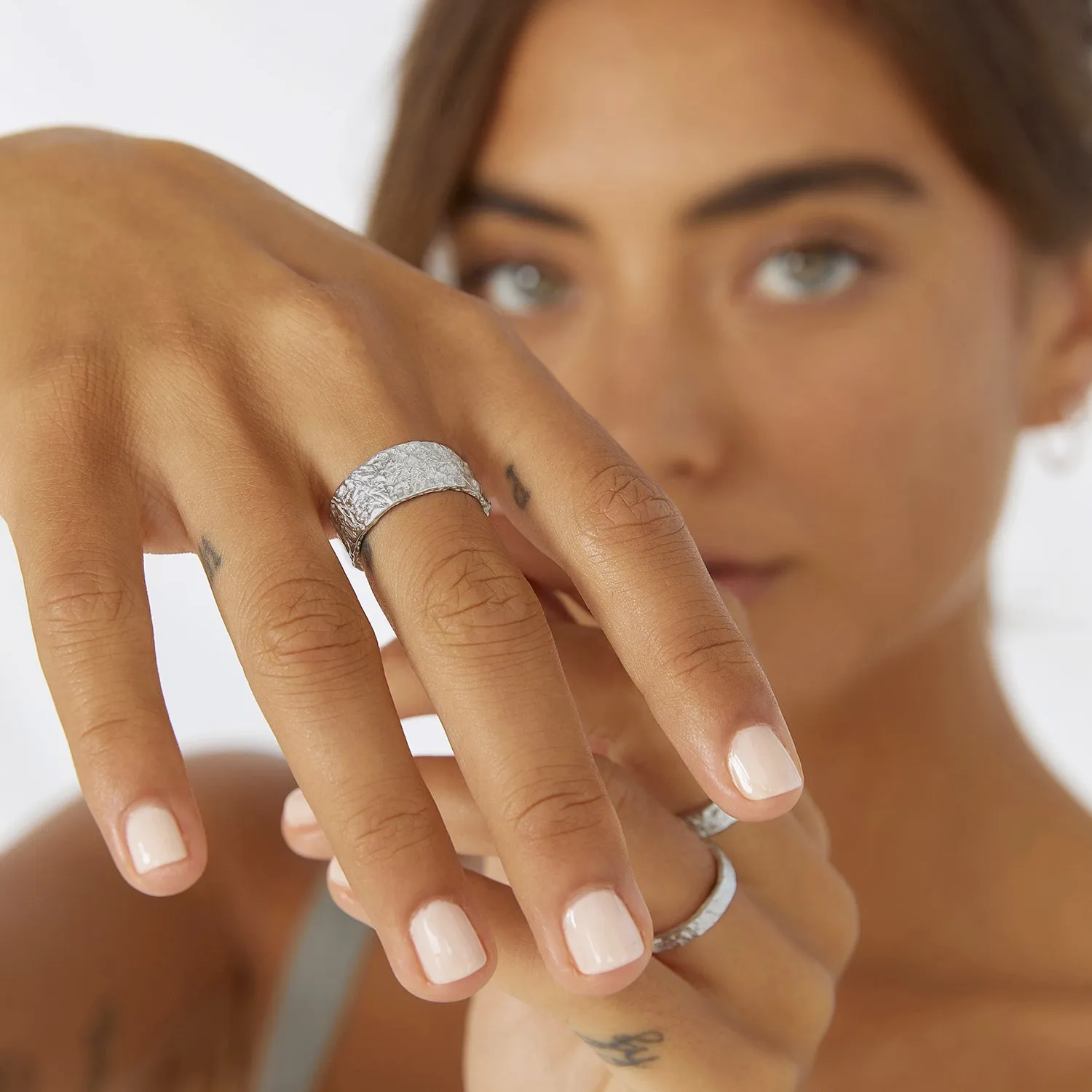 Eros Silver Textured Ring - Large sold by Arms Of Eve product image thumbnail 2