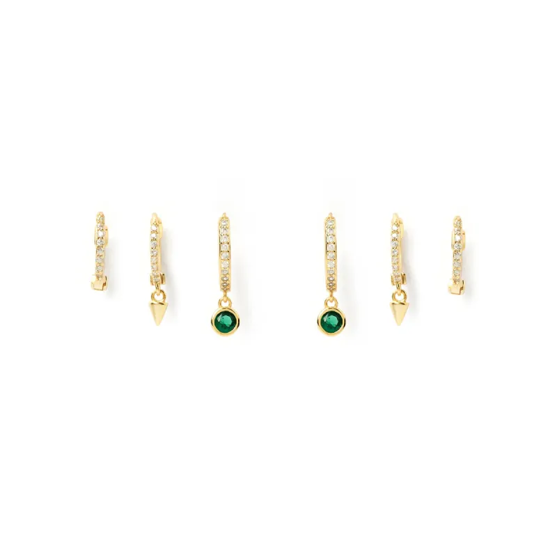 Glitter Earring Stack - Emerald sold by Arms Of Eve